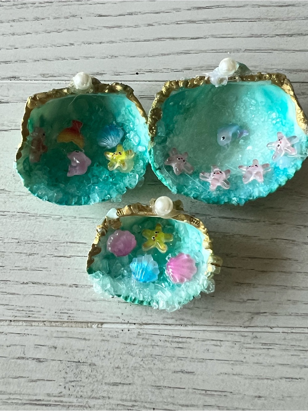 Handmade Ocean Theme Decorative Seashells 3 pc Set